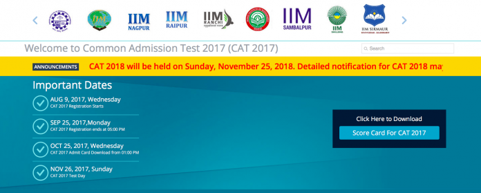 CAT 2018 Exam Date Announced By IIM Calcutta