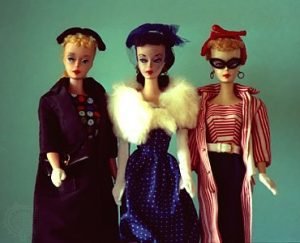 The first displays of Barbie dolls